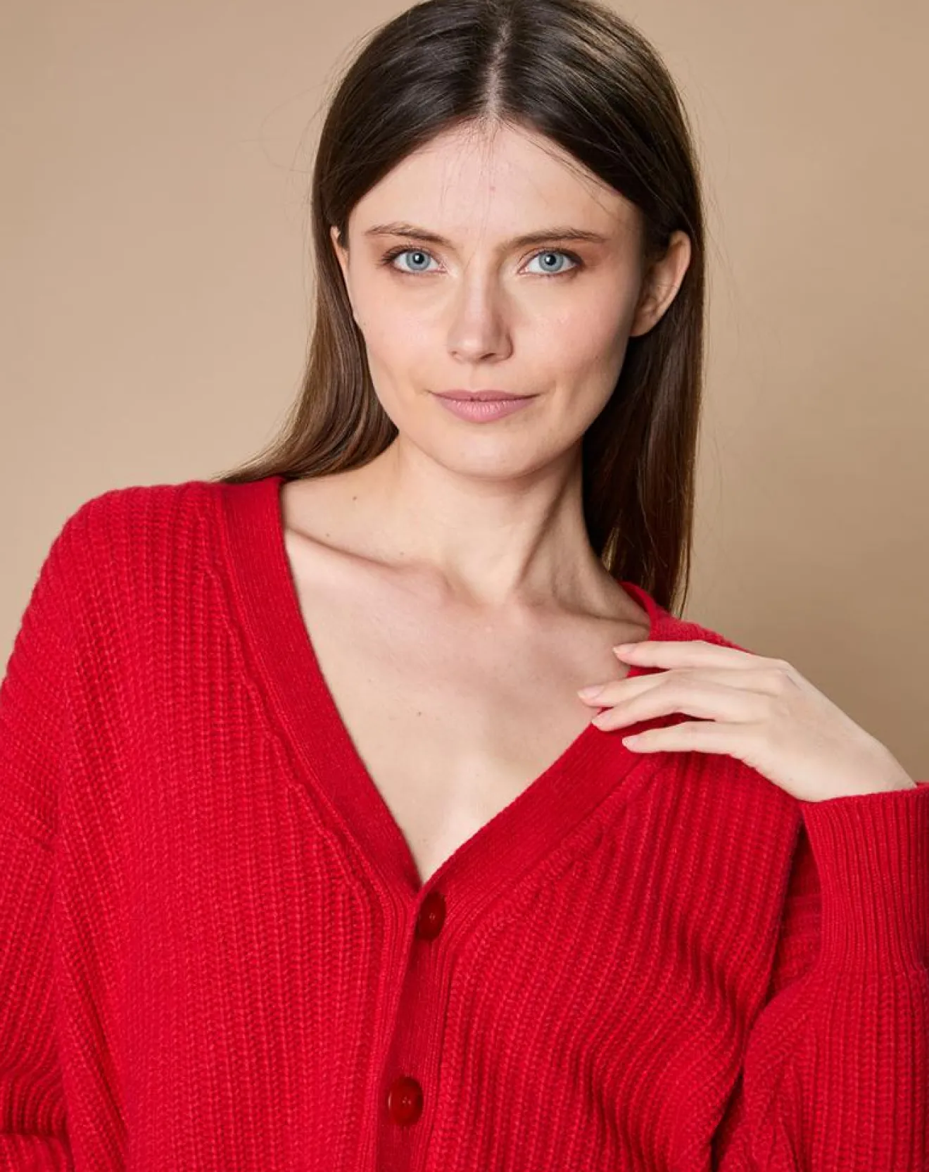Clearance Oscar et Louise Cardigan en Laine & Cachemire mélangés Noémie rouge
