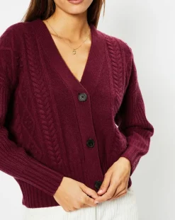 Best Galeries Lafayette Cardigan en Laine & Cachemire Fabiola T col V bordeaux