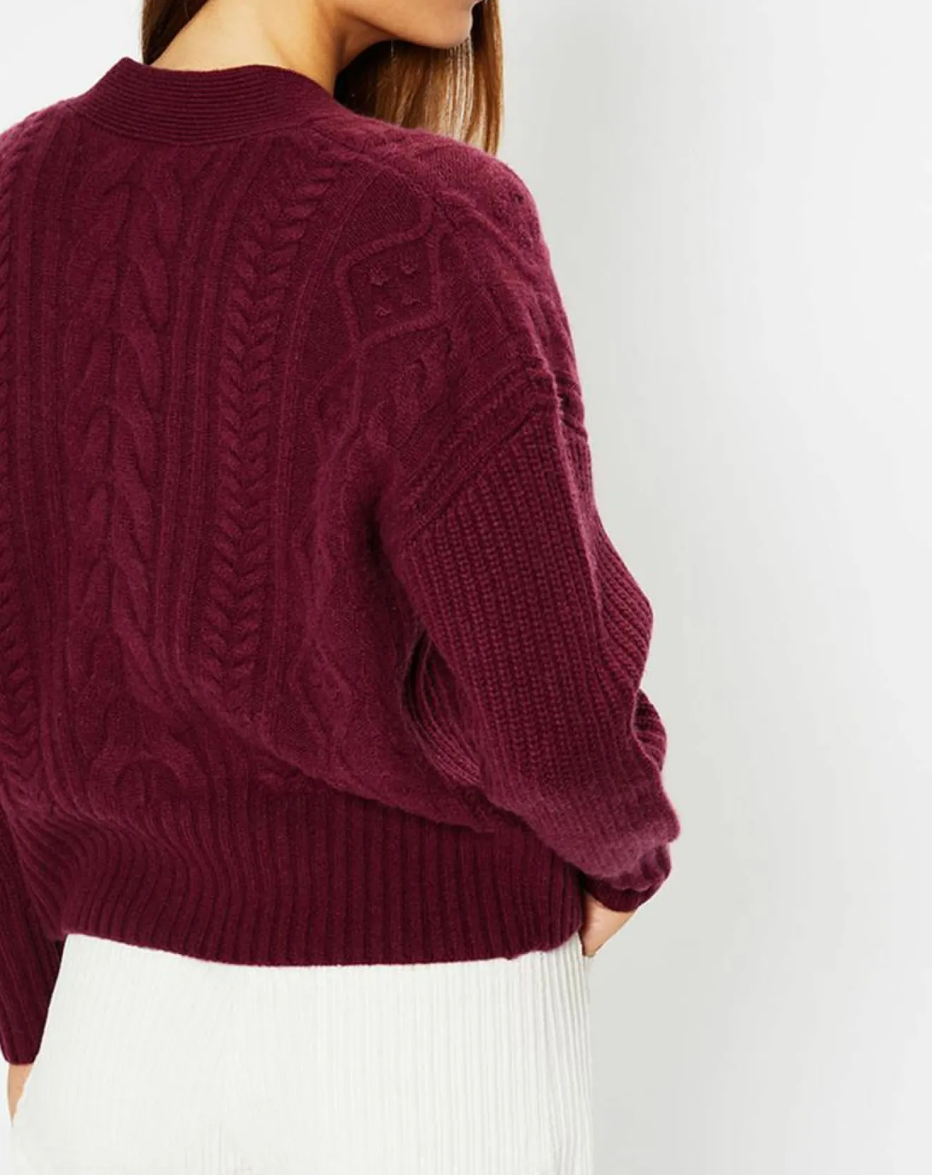 Best Galeries Lafayette Cardigan en Laine & Cachemire Fabiola T col V bordeaux