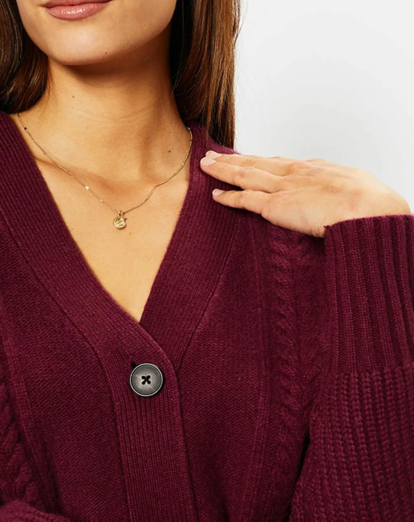 Best Galeries Lafayette Cardigan en Laine & Cachemire Fabiola T col V bordeaux