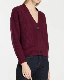 Best Galeries Lafayette Cardigan en Laine & Cachemire Fabiola T col V bordeaux