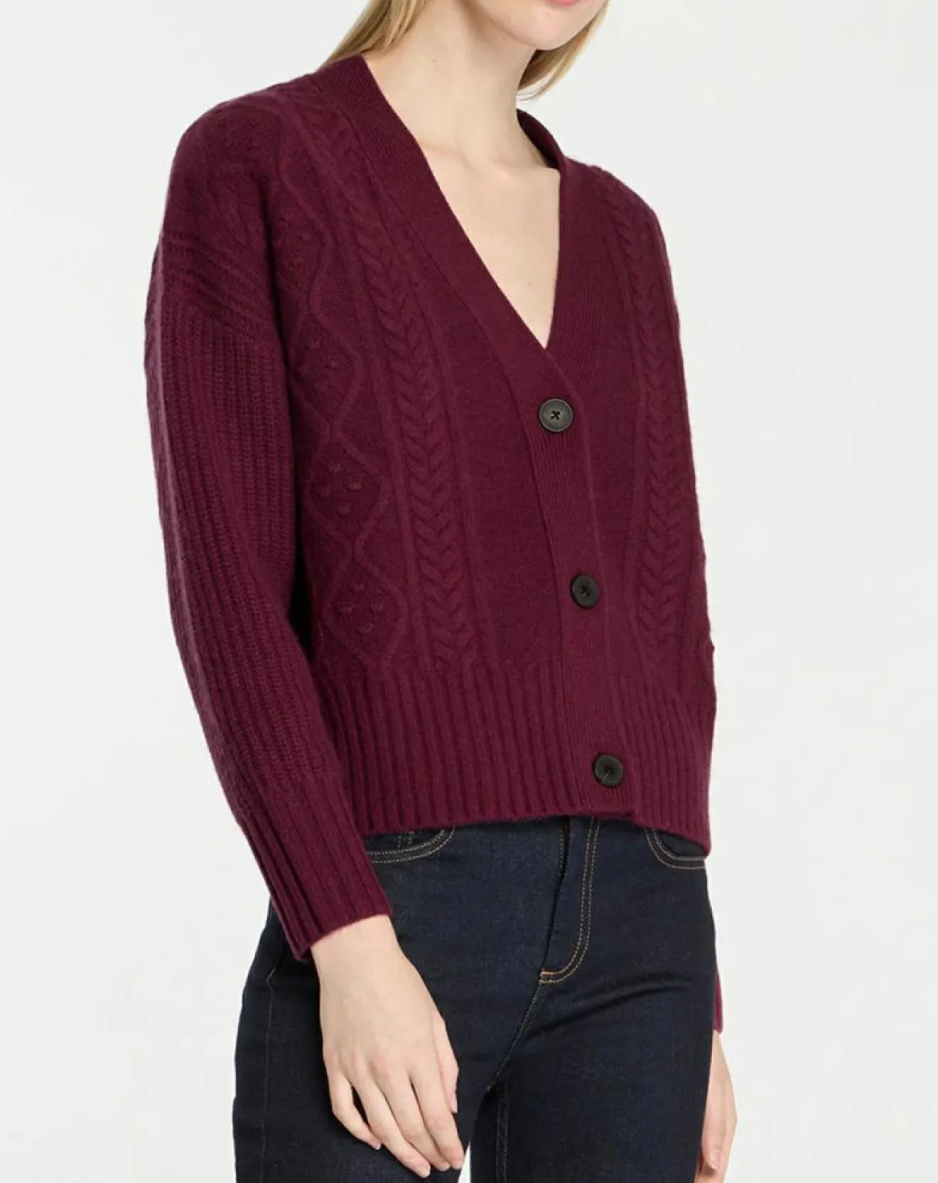 Best Galeries Lafayette Cardigan en Laine & Cachemire Fabiola T col V bordeaux