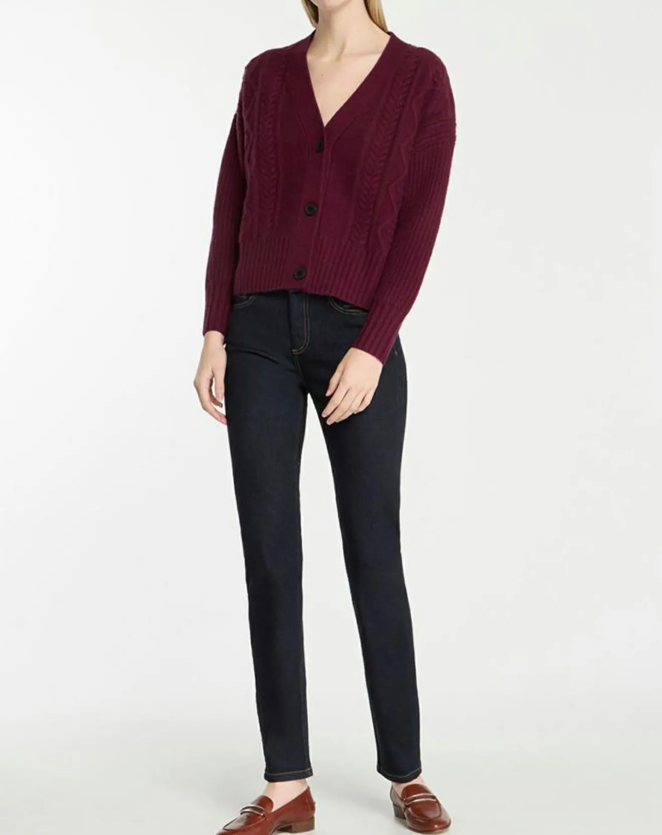 Best Galeries Lafayette Cardigan en Laine & Cachemire Fabiola T col V bordeaux