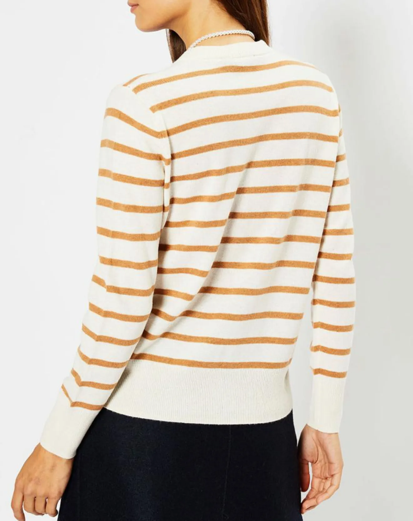 Best Galeries Lafayette Cardigan en Laine & Cachemire Sacao rayé col rond beige/écru