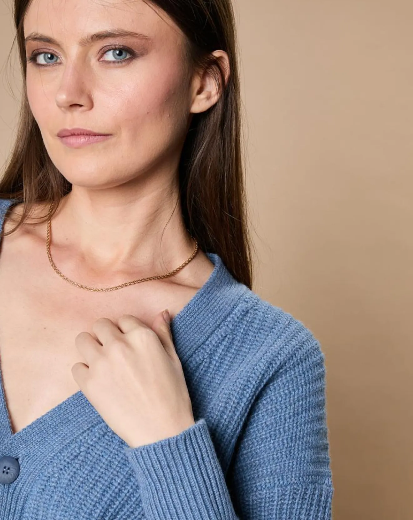 Femme Oscar et Louise Cardigan en Laine & Cachemire mélangés Noémie bleu denim