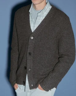 Hot Galeries Lafayette Cardigan en Laine & Cachemire Potecard Gulet Boxy gris foncé