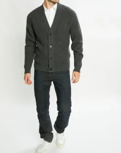 Hot Galeries Lafayette Cardigan en Laine & Cachemire Potecard Gulet Boxy gris foncé