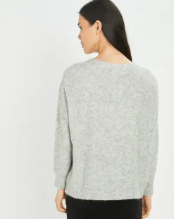 Hot Lauren Vidal Cardigan en Laine & Mohair mélangés Basal à sequins gris