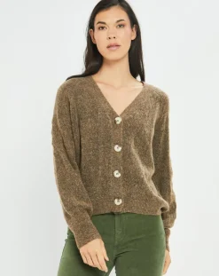 Femme Lauren Vidal Cardigan en Laine & Mohair mélangés Seven moka