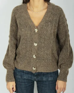 Femme Lauren Vidal Cardigan en Laine & Mohair mélangés Seven moka