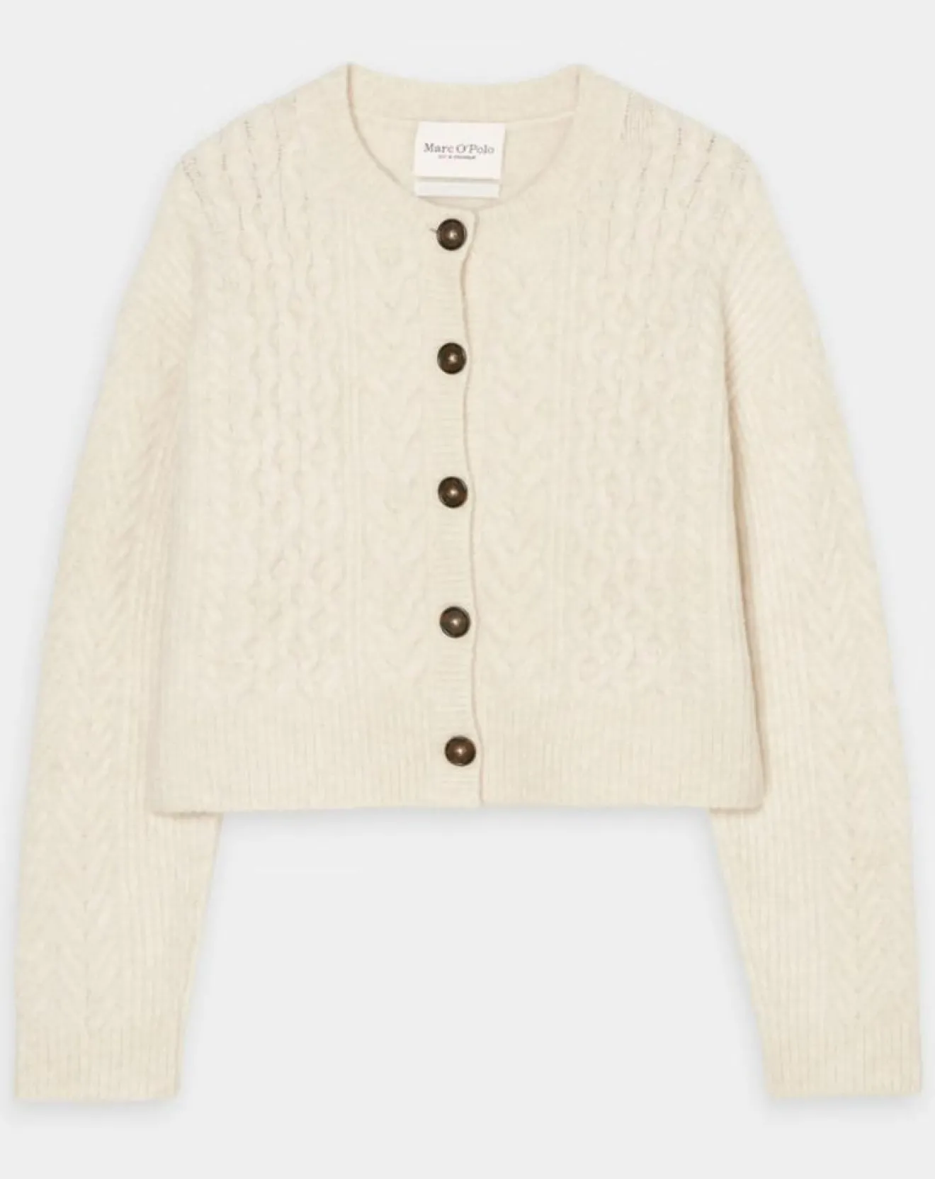 Femme Marc O'Polo Cardigan en Laine mélangée à torsades écru