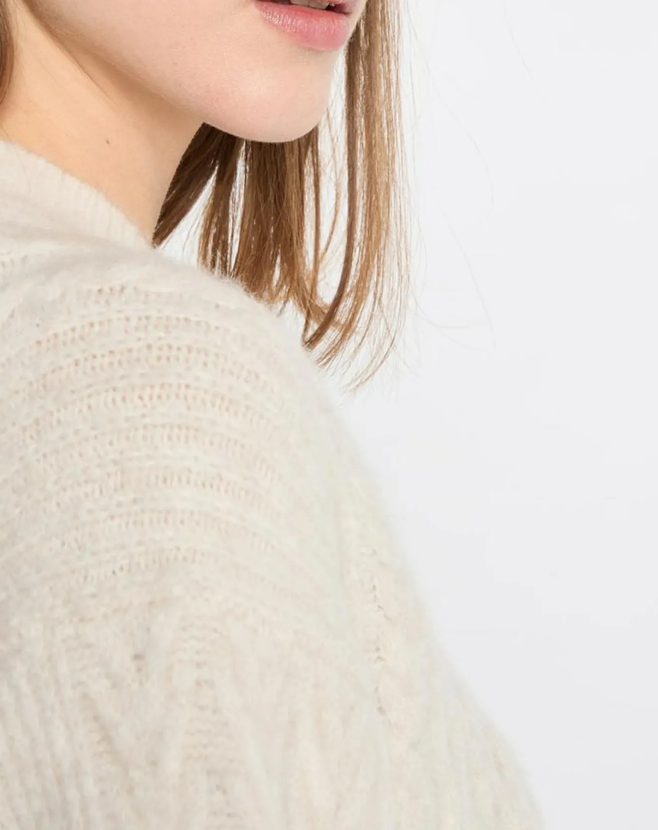 Femme Marc O'Polo Cardigan en Laine mélangée à torsades écru