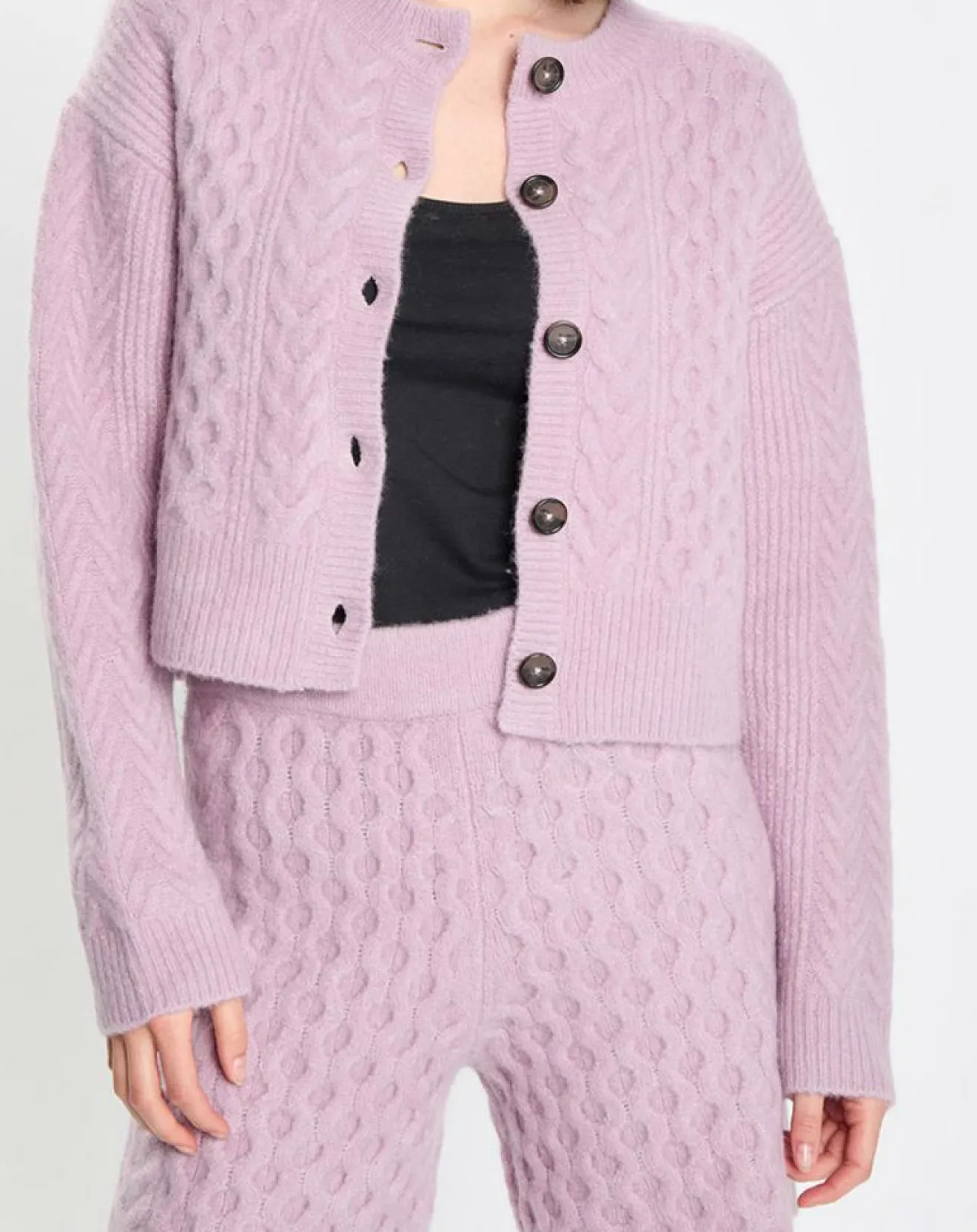 Femme Marc O'Polo Cardigan en Laine mélangée à torsades rose