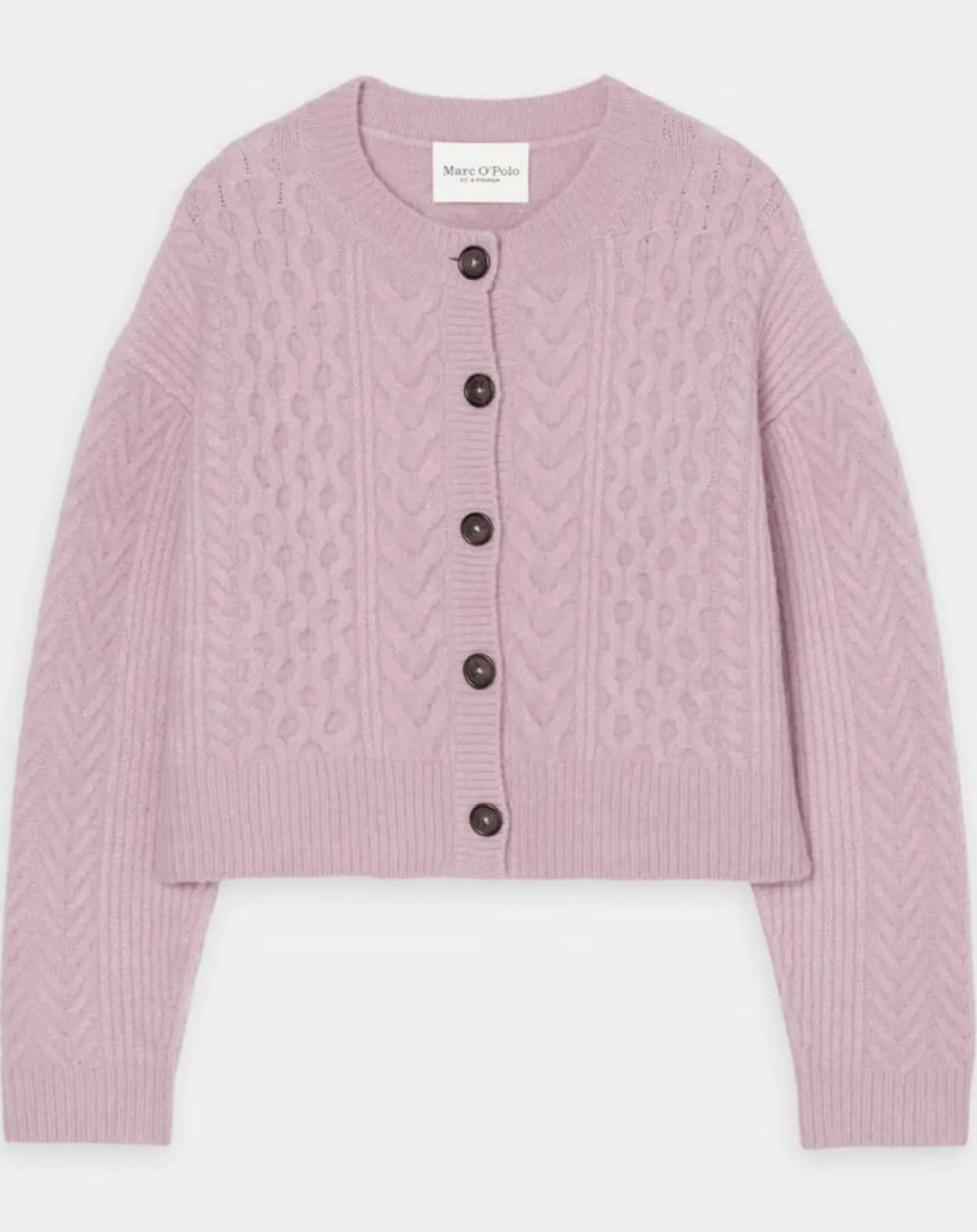 Femme Marc O'Polo Cardigan en Laine mélangée à torsades rose