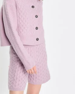 Femme Marc O'Polo Cardigan en Laine mélangée à torsades rose