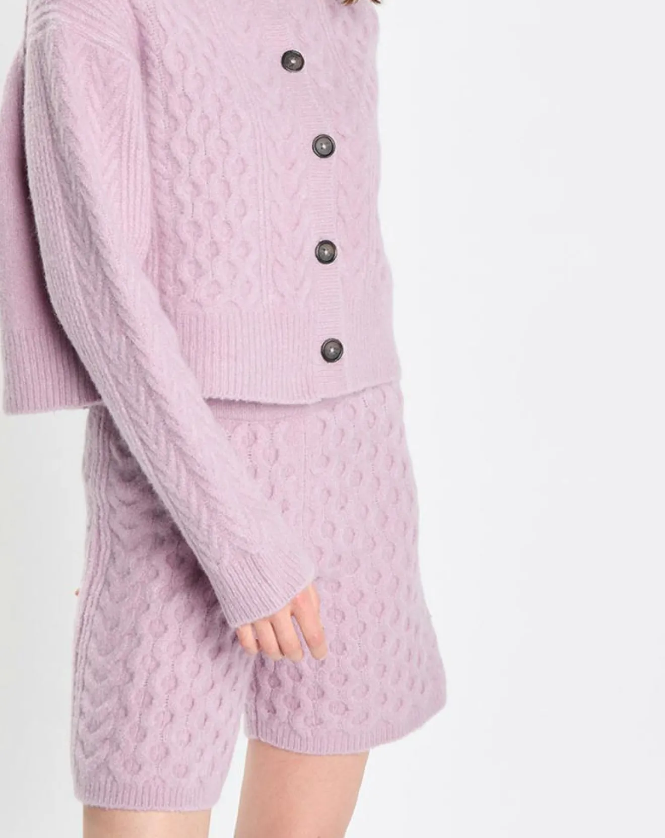 Femme Marc O'Polo Cardigan en Laine mélangée à torsades rose