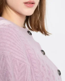 Femme Marc O'Polo Cardigan en Laine mélangée à torsades rose