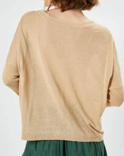 Clearance Maison Anje Cardigan en Lin & Coton Letrope latte