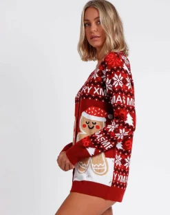 Femme Mr Wonderful Cardigan Noël rouge