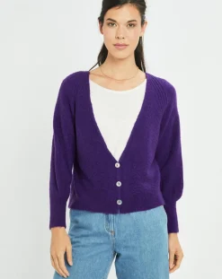 Clearance Lauren Vidal Cardigan Store violet