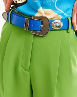 Femme Wild Ceinture en Cuir Kishi bleue