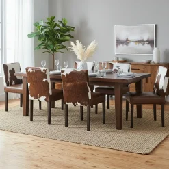 Bois & Chiffons Chaise à haut dossier en peau de vache Acacia Savage Naturel - 46x50x109 cm