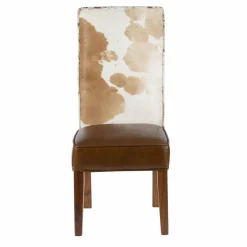Bois & Chiffons Chaise à haut dossier en peau de vache Acacia Savage Naturel - 46x50x109 cm