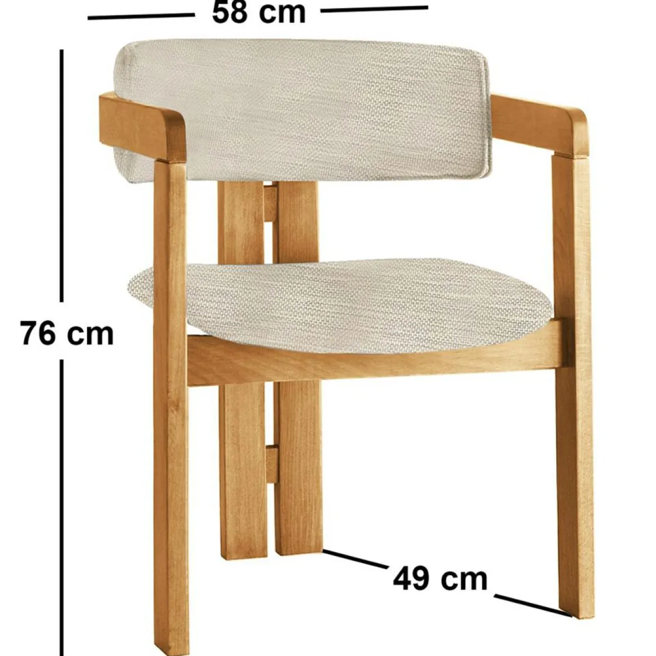 Outlet Wooden Art Chaise Co gris clair/chêne - 58x76x49 cm