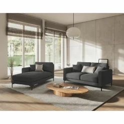 Mazzini Sofas Chaise Longue Gauche Venus gris foncé - 160x104x90 cm