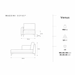 Online Mazzini Sofas Chaise Longue Gauche Venus beige - 160x104x90 cm