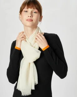 Femme Petrusse Écharpe en Laine & Soie Voile écrue - 50x180 cm