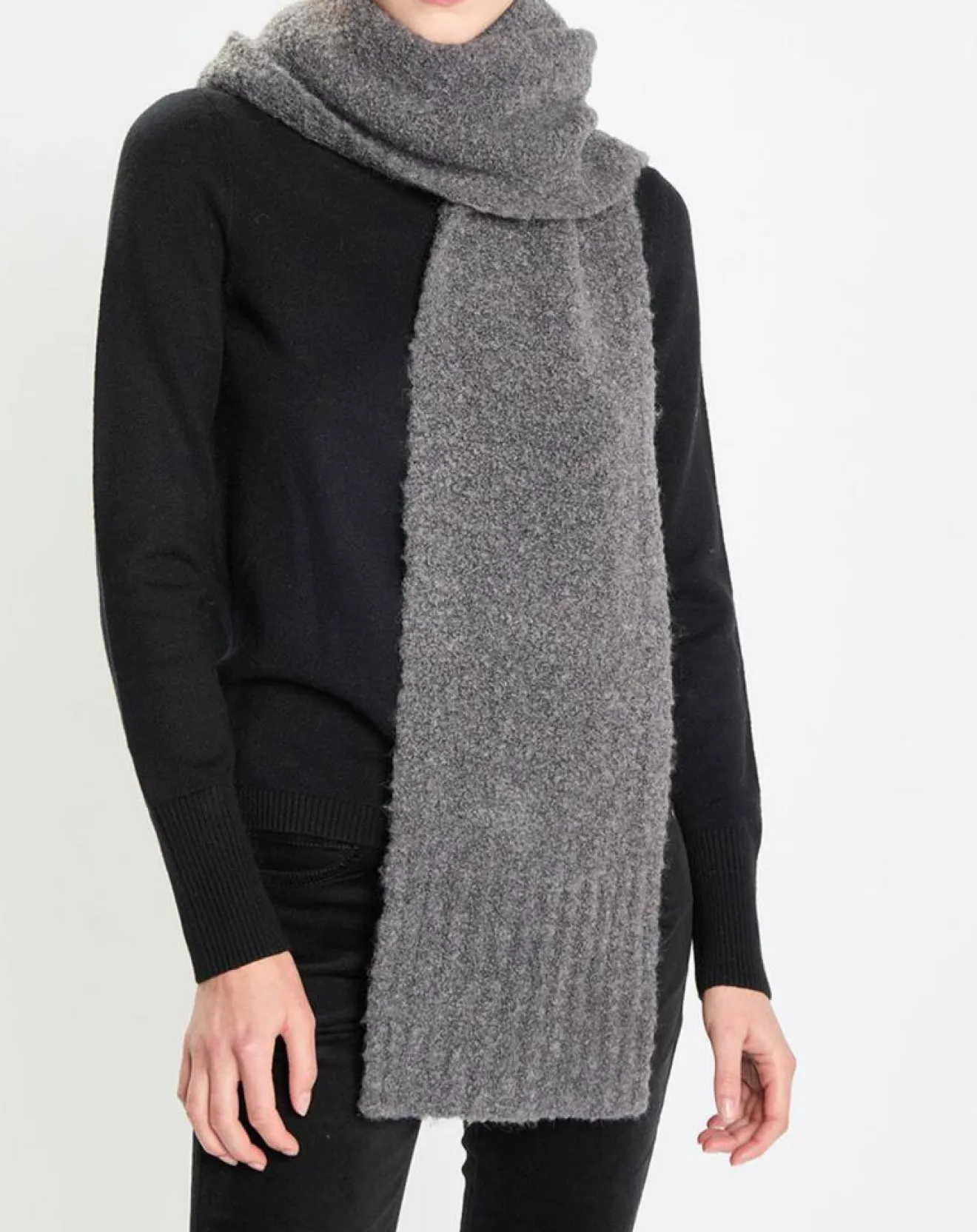 Marc O'Polo Écharpe en Laine mélangée et bouclée gris foncé