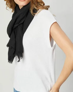 Best Petrusse Écharpe en Lin & Coton Olaf noire - 60x190 cm