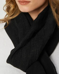 Best Petrusse Écharpe en Lin & Coton Olaf noire - 60x190 cm