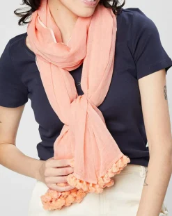 Femme Petrusse Écharpe Pompon corail - 100x200 cm