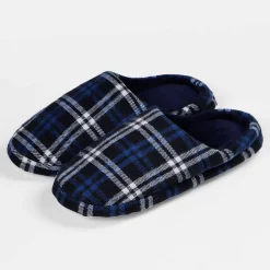 Homme Admas Chaussons à carreaux bleus