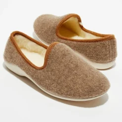 Clearance Apologie Studio Chaussons charentais fourrés en Laine beiges