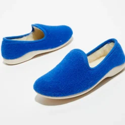 Homme Apologie Studio Chaussons charentais fourrés en Laine bleu roi