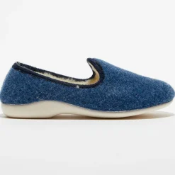 Homme Apologie Studio Chaussons charentais fourrés en Laine bleu marine