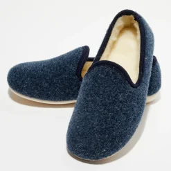 Online Apologie Studio Chaussons charentais fourrés en Laine marine