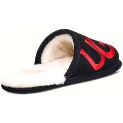 Homme Ugg Chaussons en Cuir Scuff Logo noirs