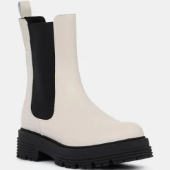 Sale Galeries Lafayette Chelsea boots en Cuir beiges - Talon 4 cm