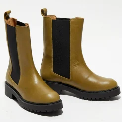 Hot Apologie Chelsea Boots en Cuir Carmen kaki