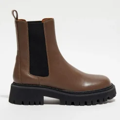 Clearance Mi/Mai Chelsea Boots en Cuir Chunky marron