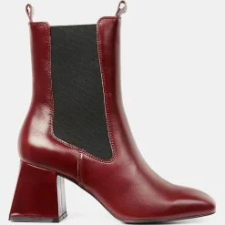 Femme Galeries Lafayette Chelsea Boots en Cuir marron - Talon 7 cm