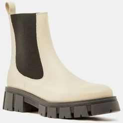 Best Galeries Lafayette Chelsea boots en Cuir semelle épaisse beiges - Talon 4,5 cm