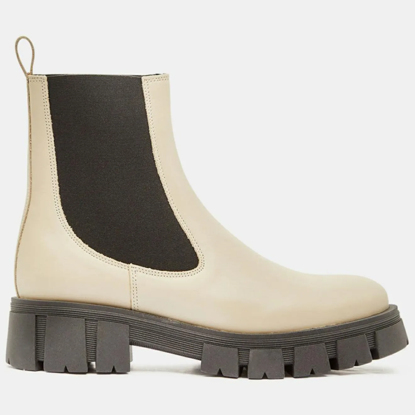 Best Galeries Lafayette Chelsea boots en Cuir semelle épaisse beiges - Talon 4,5 cm
