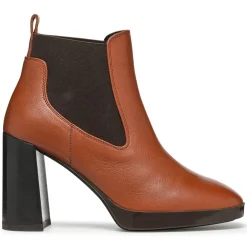 Femme Geox Chelsea Boots en Cuir Teulada brandy/coffee - Talon 9.5 cm