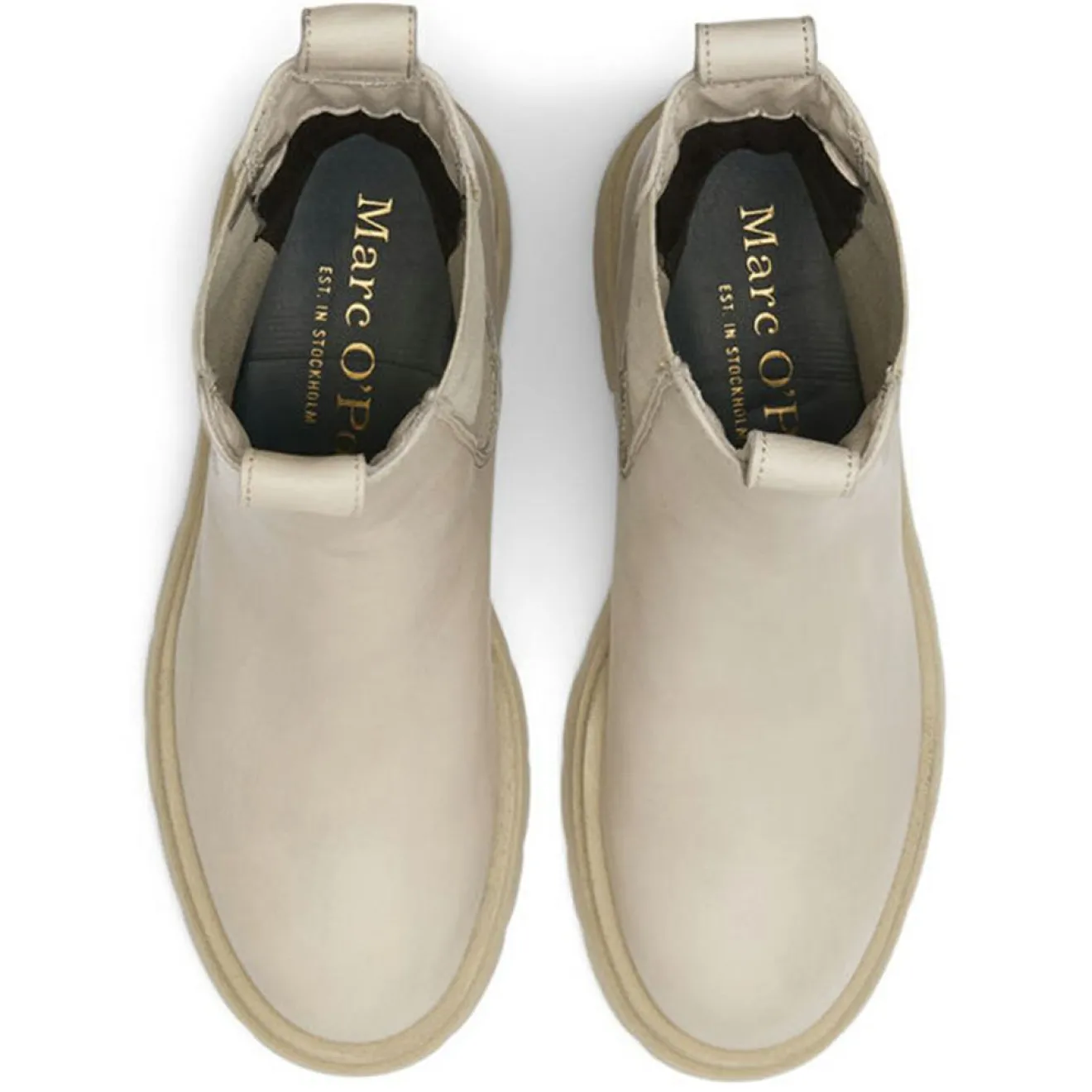 Femme Marc O'Polo Chelsea Boots en Cuir tige haute beiges