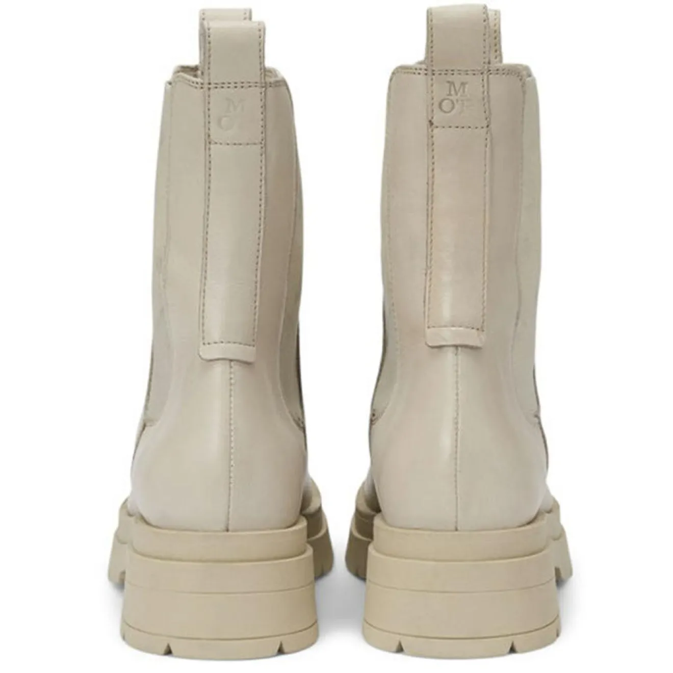 Femme Marc O'Polo Chelsea Boots en Cuir tige haute beiges